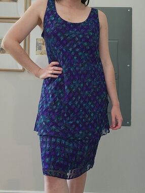 Vintage Purple Paisley 2-Tier Dress